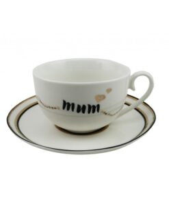White With Gold Trimmings Mum Ceramic Tea Coffee Cup And Saucer