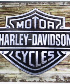 Licenced Harley Davidson Black Logo Metal Postcard