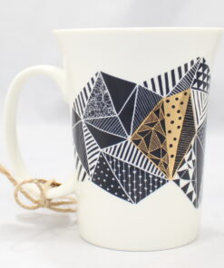 Blue And Gold Geometric Pattern Ceramic Mug