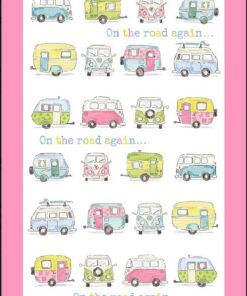 On The Road Again VW Linen Cotton Blend Tea Towel Samuel Lamont