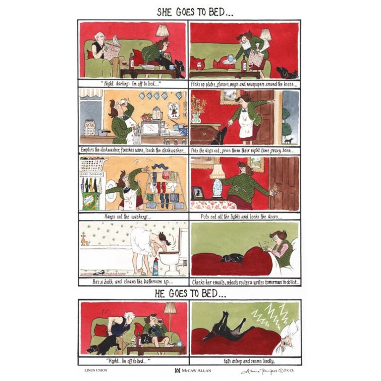 She Goes To Bed Linen Cotton Blend Tea Towel Samuel Lamont