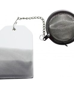 It's Always Tea Time Small Horizon Mesh Tea Ball Infuser With Grey Ceramic Tag