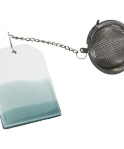 It's Always Tea Time Small Horizon Mesh Tea Ball Infuser With Green Ceramic Tag