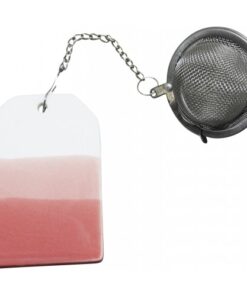 It's Always Tea Time Small Horizon Mesh Tea Ball Infuser With Pink Ceramic Tag