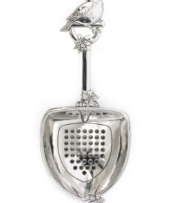 Silver Bird On A Spade Tea Strainer With Drip Bowl