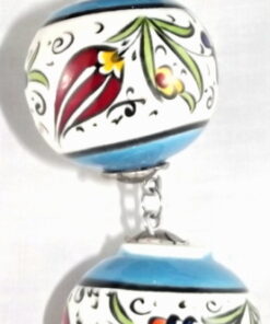 Turkish Handmade Hand Painted Triple Hanging Ceramic Balls - Blue Borders