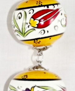 Turkish Handmade Triple Hanging Ceramic Balls - Yellow Border