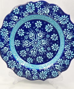 Turkish Scalloped Hand Painted Ceramic Hanging Blue Plate