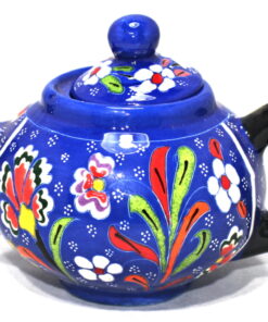 Decorative Blue Turkish Hand Painted Ceramic Teapot Medium