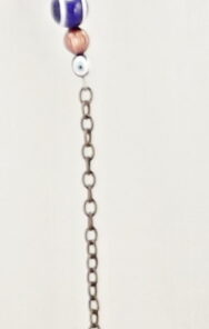 Alternative view of Turkish Handmade Hand Painted Single Hanging Ceramic Bell Ornament Red Carnation Blue Flower