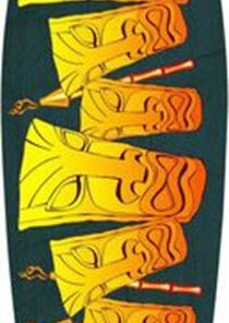 Tiki Masks On Metal Surfboard Sign