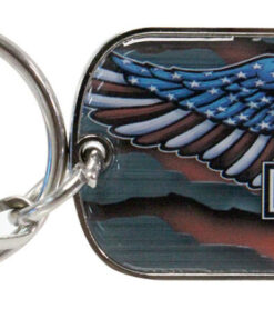 Harley Davidson With Eagle & Log Dog Tag Keyring Key Chain