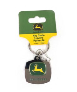 John Deere Logo Grey Enamel Key Chain Keyring