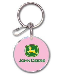 John Deere Logo Pink Enamel Key Chain Keyring