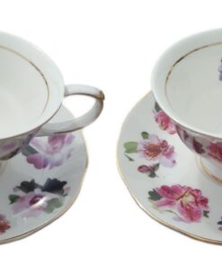 Royal Devonshire Fine White Porcelain Lily Rainbow 2 Cup and Saucer Set