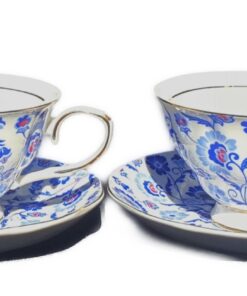 Royal Devonshire Fine White Sunshine Blue Spray 2 Cup and Saucer Set