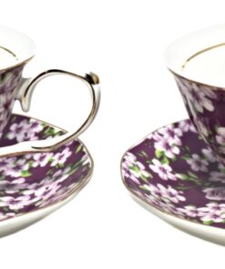 Royal Devonshire Fine White Violet Meadow 2 Cup and Saucer Set