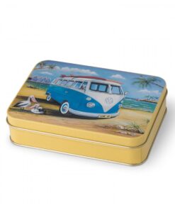 VW Kombi Blue Surfs Up Metal Storage Tin - Jenny Sanders
