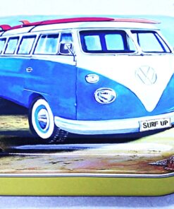 VW Blue Kombi Surfs Up Pocket Metal Storage Tin - Jenny Sanders
