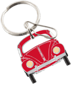 VW Red Beetle Enamel Key Chain Keyring