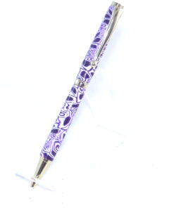 Purple and White Polymer Clay Pen - PEN118