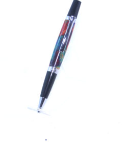 Handcrafted Diamond Infused Red and Green Twist Pen - PEN125