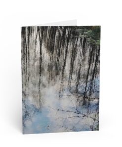 Tree Reflection In Creek Water Greeting Cards