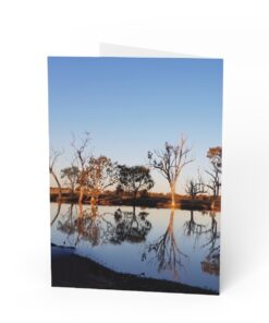 Alternative view of Sunset At A Lagoon With Eucalyptus Trees Greeting Cards