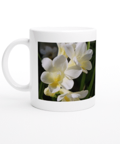 Beautiful White Freesias Flowering In Spring White 11oz (325mls) Ceramic Mug