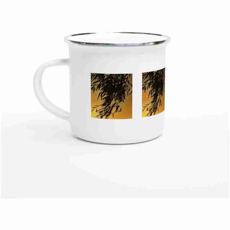 Gum Leaves Silhouette At Sunset White 12oz (354mls) Enamel Mug