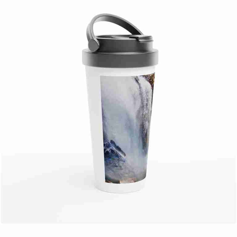 Waterfall With Rainbow White 15oz (443ml) Stainless Steel Travel Mug
