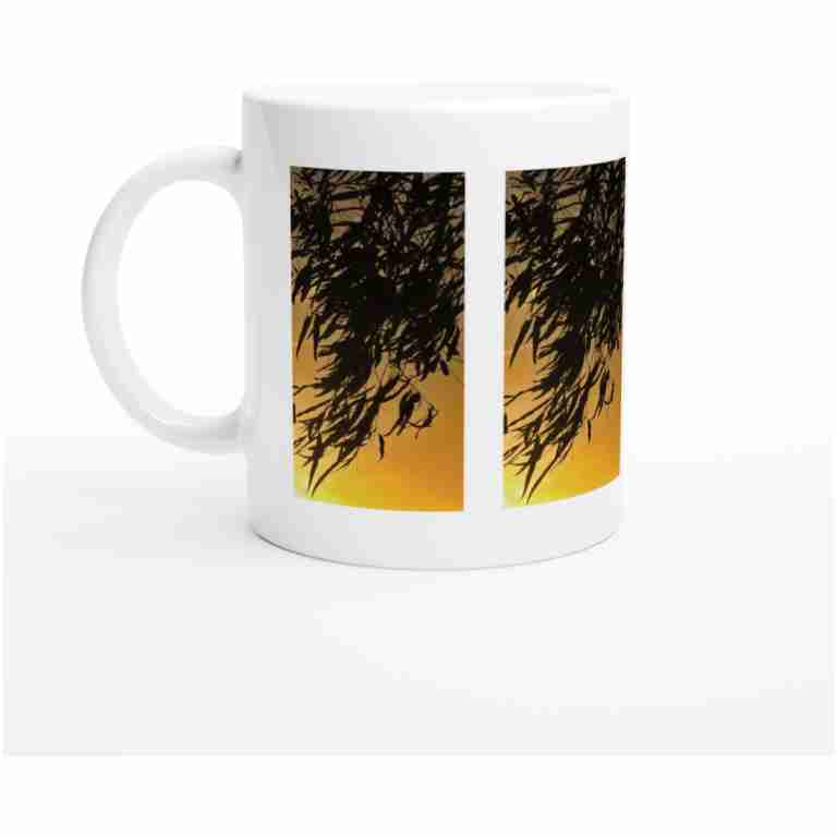 Gum Leaves Silhouette At Sunset White 11oz (325mls) Ceramic Mug