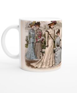 Vintage Edwardian Dress Fashion White 11oz Ceramic Mug