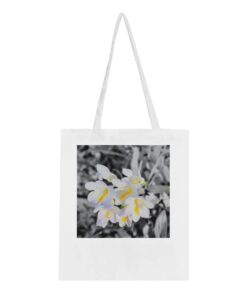 White Freesia On A Black And White Background Classic Tote Bag White