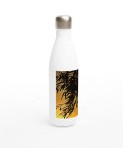 Gum Leaves Silhouette At Sunset White 17oz Stainless Steel Water Bottle