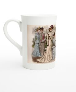 Vintage Edwardian Dress Fashion Vintage White 10oz Porcelain Slim Mug