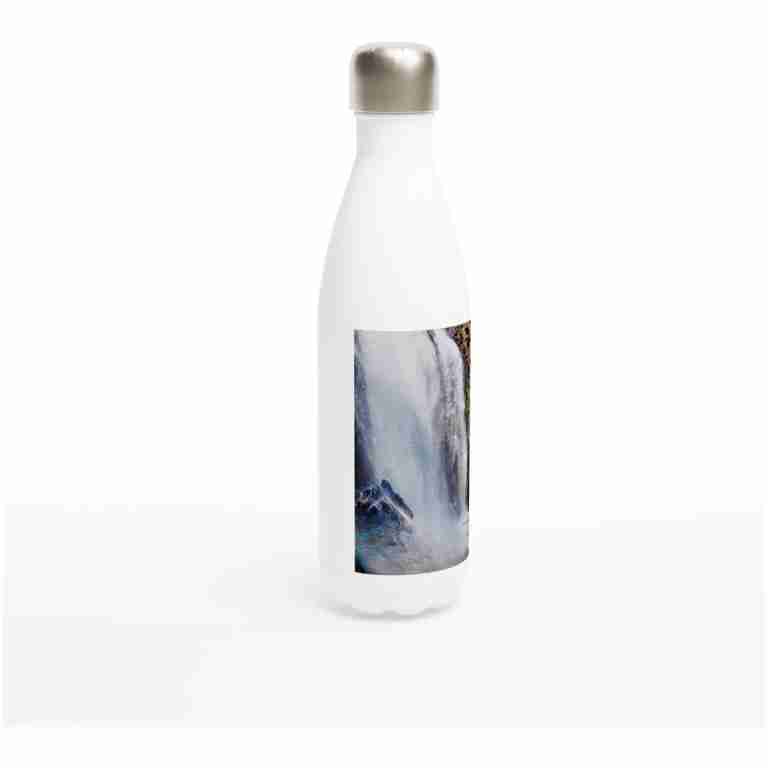 Waterfall With Rainbow White 17oz Stainless Steel Water Bottle