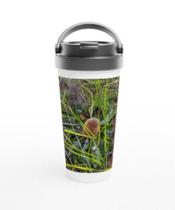 Dried Banksia Flower With Green Leaves White 15oz (443ml) Stainless Steel Travel Mug