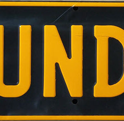 BUNDY Yellow on Black Novelty Number Plate