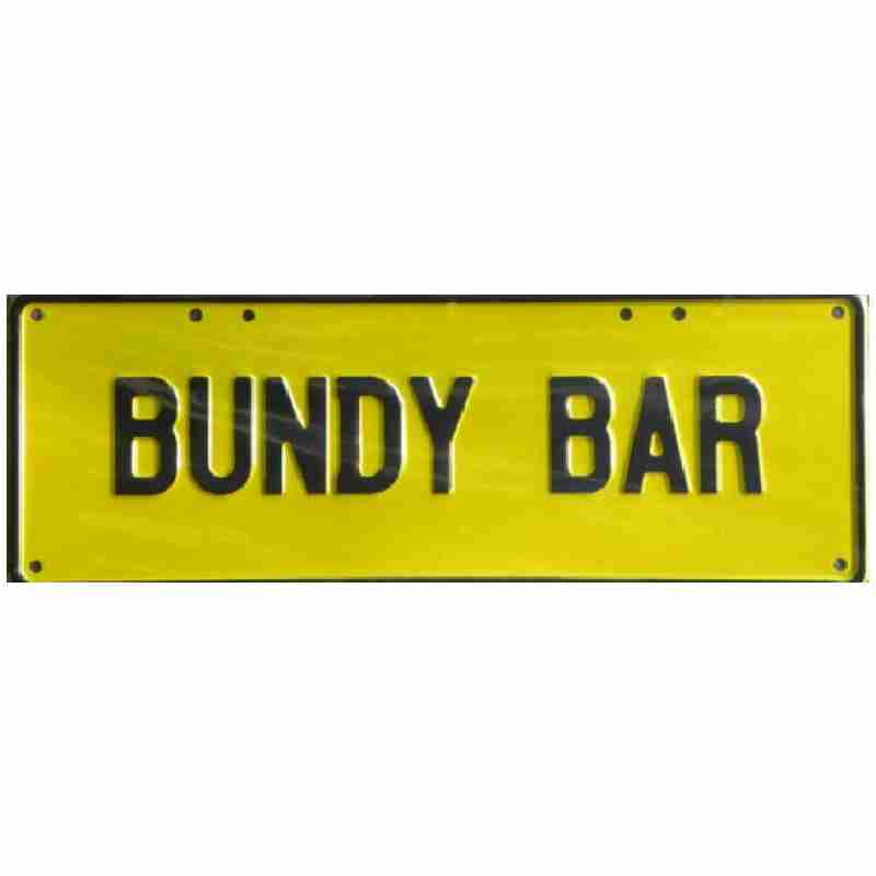 BUNDY BAR Black on Yellow Novelty Number Plate