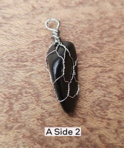 Wire Wrapped Black Stone Pendant - A2