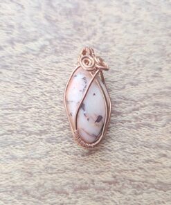Unique Wire Wrapped Tumbled Pink Stone A