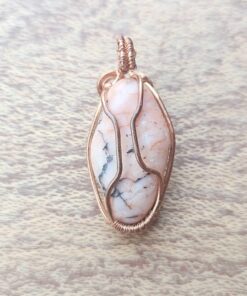 Unique Wire Wrapped Tumbled Pink Stone B