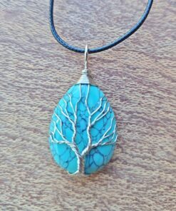 Tree of Life Turquoise Pendant - Wire-Wrapped Gemstone Jewelry