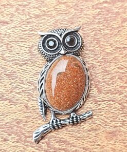 Adorable Goldstone Owl Necklace - Handmade Jewelry for Girlfriend A