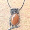Adorable Goldstone Owl Necklace - Handmade Jewelry for Girlfriend D