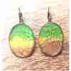 Hand-Painted Oval Clip-On Earrings A
