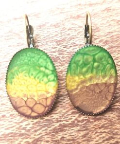 Hand-Painted Oval Clip-On Earrings A