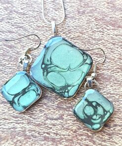 Unique Square Resin Jewellery Set - Hand Painted for Friendship A