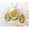 Special Friend Gift Set - Resin Oval Pendant and Earring Set, Hand Painted A